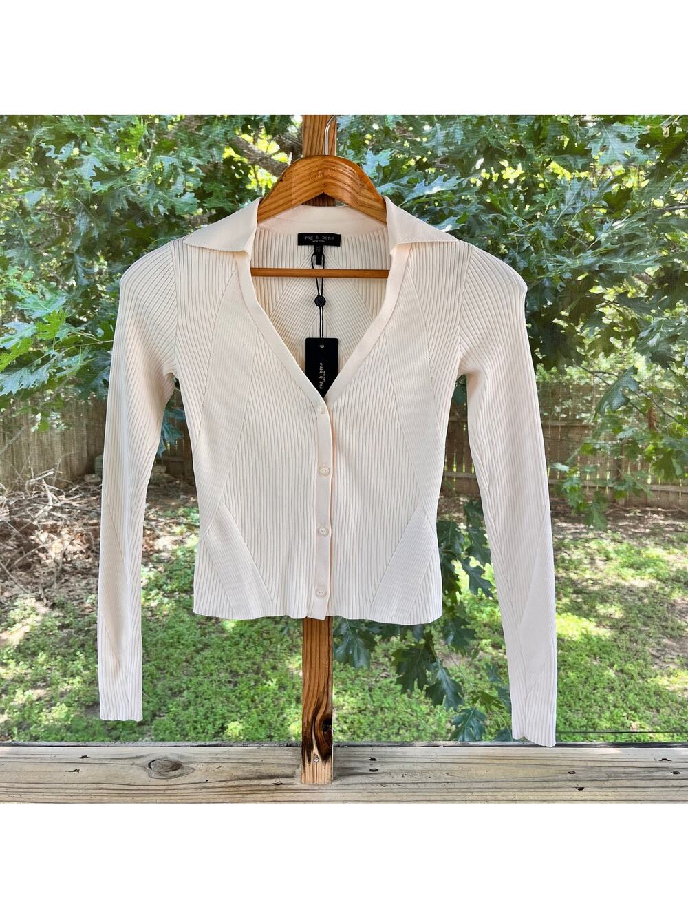Rag & Bone Women's Asher Cropped Cardi Ivory Size XXS. NEW!